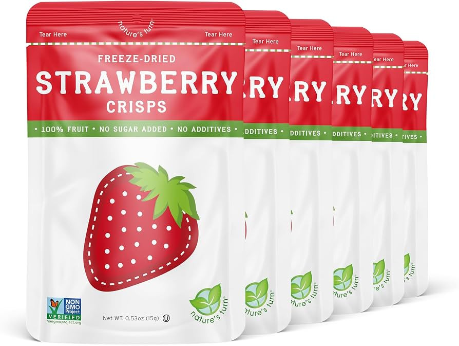 Nature's Turn Freeze-Dried Fruit Crisps \u2013 Strawberry, 6 Bags (0.53oz Each) \u2013 Healthy, G... | Amazon (US)