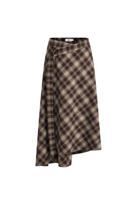 Elle Bias Cut Plaid Wrap Skirt in Lightweight Flannel | Fabrique