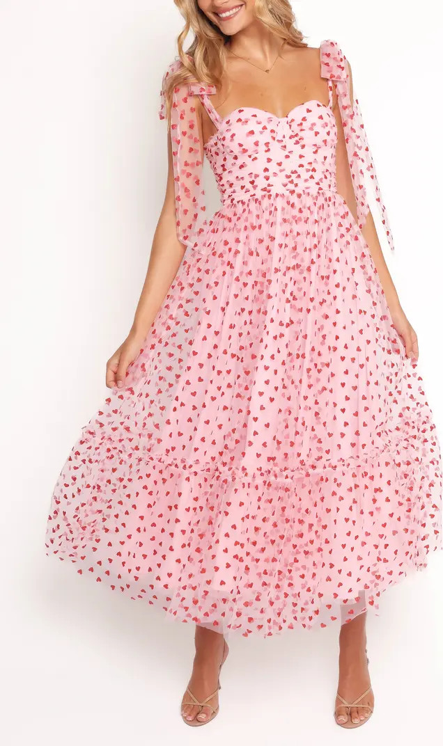 Floret Tie Strap Chiffon Overlay Cocktail Midi Dress | Nordstrom