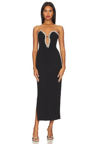 Bardot Eleni Diamante Midi Dress in Black from Revolve.com | Revolve Clothing (Global)