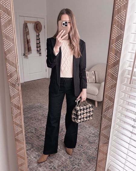 Walmart blazer and black jeans with knit sweater vest are perfect for early spring workwear

#LTKunder50 #LTKFind #LTKworkwear