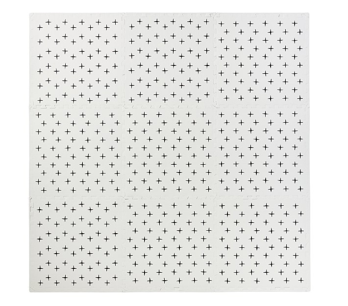 Foam Tile Play Mat Criss Cross, 9 Piece, Black/White | Pottery Barn Kids