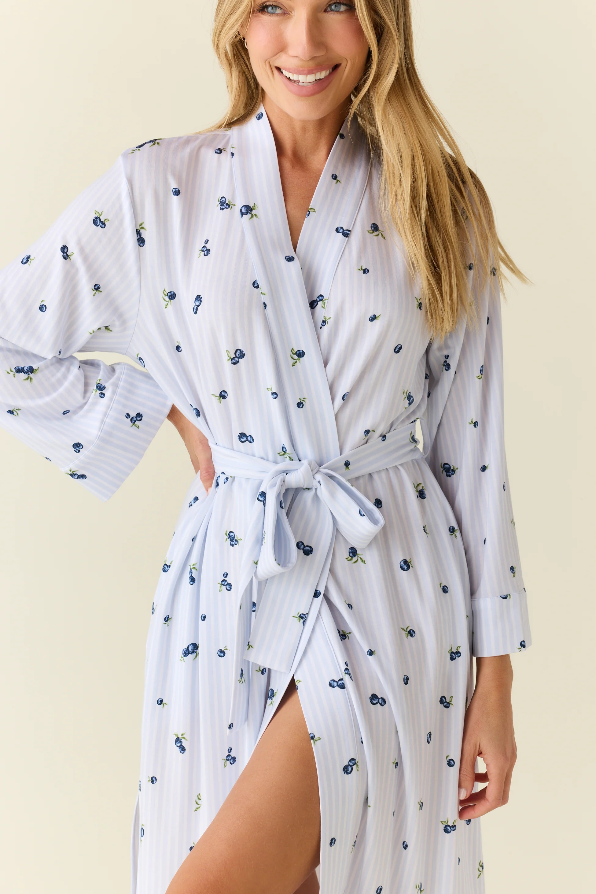 Eden TENCEL™ Lyocell Long Robe in Blueberry Bliss | MASONgrey