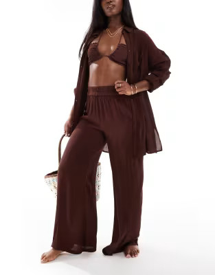 South Beach oversized beach trouser in brown | ASOS | ASOS (Global)