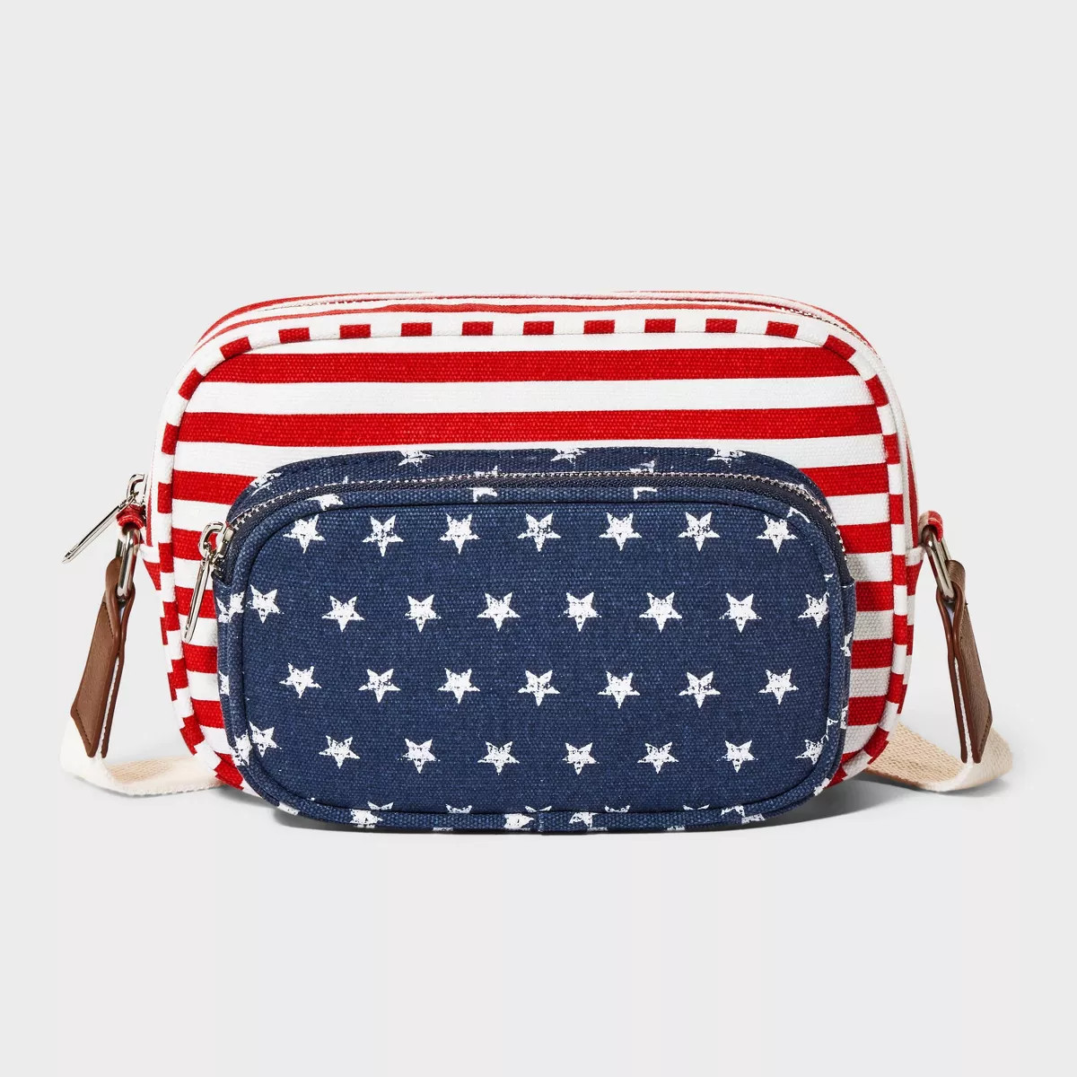 Americana Camera Crossbody Bag - Mad Love Blue/Red | Target