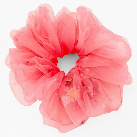 Claire s Hair Scrunchie with Confetti Pom Soft Cute No Damage Scrunchies Sheer Pink Hair Accessories - Giant 1 Piece | Walmart (US)