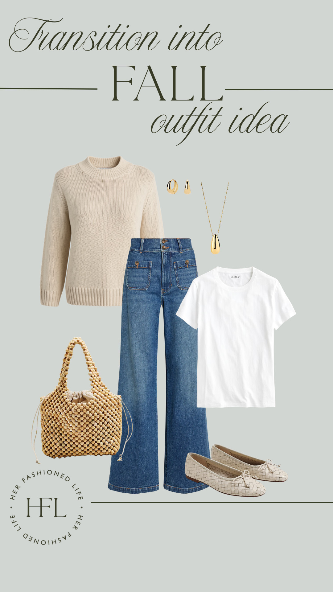 A cozy cream sweater and wide leg jeans, an easy fall transition outfit, all linked below.
#falloutfit #transitionalstyle #fallstyle #ltkstyle 

 #LTKootd #LTKOver40