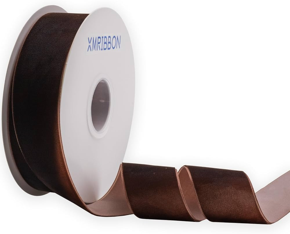 Coffee Velvet Ribbon Single Sided, 1 1/2 Inch by 10 Yards Spool (Brown) | Amazon (US)