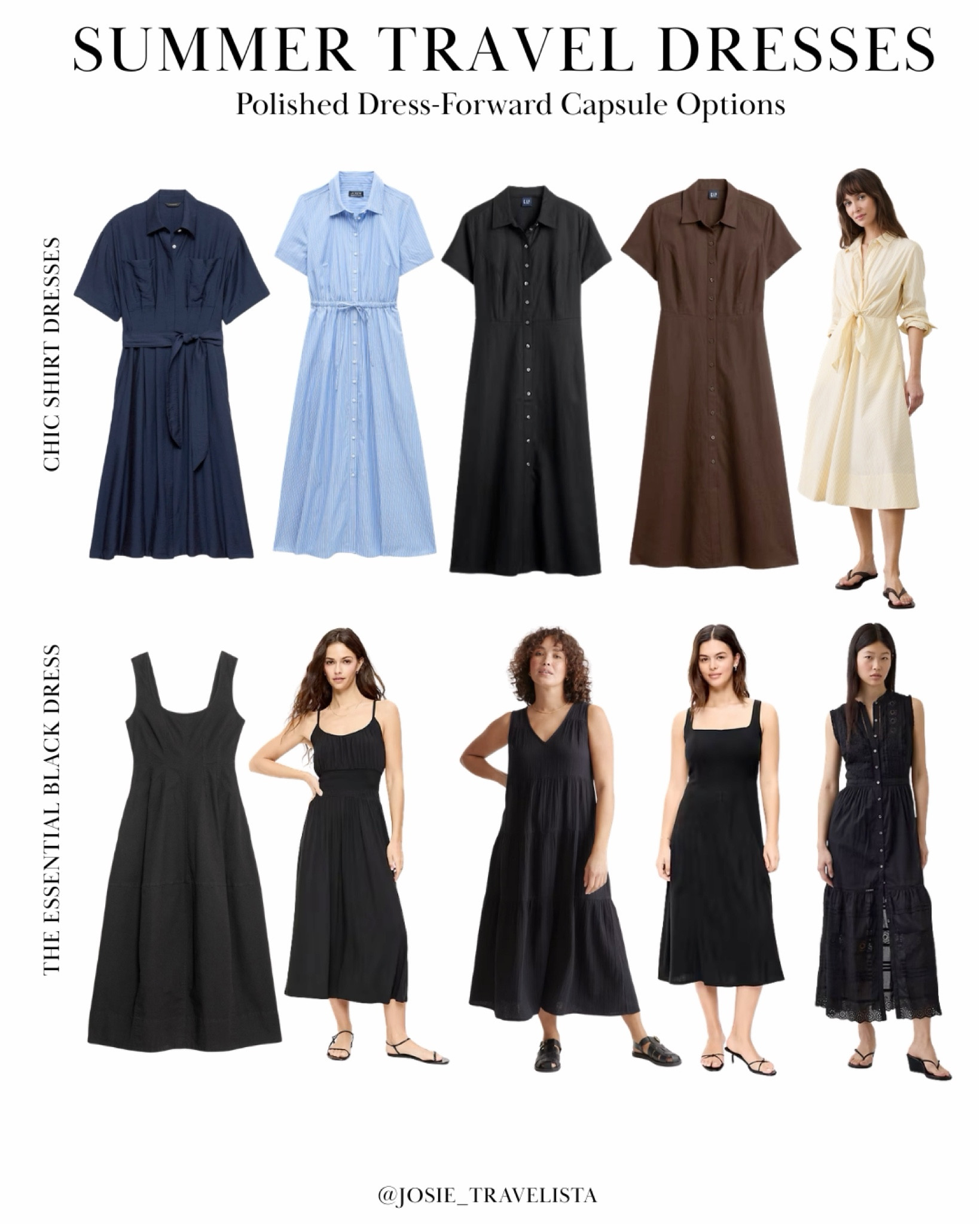 Europe summer travel dresses: shirt dresses + black dress

If you want to look instantly put-together while traveling—this is it.

• Chic shirt dresses = effortless polish
• Black dress = your day-to-night anchor

Easy, versatile pieces that work across city days and dinners in Europe.

#LTKOver40 #LTKTravel