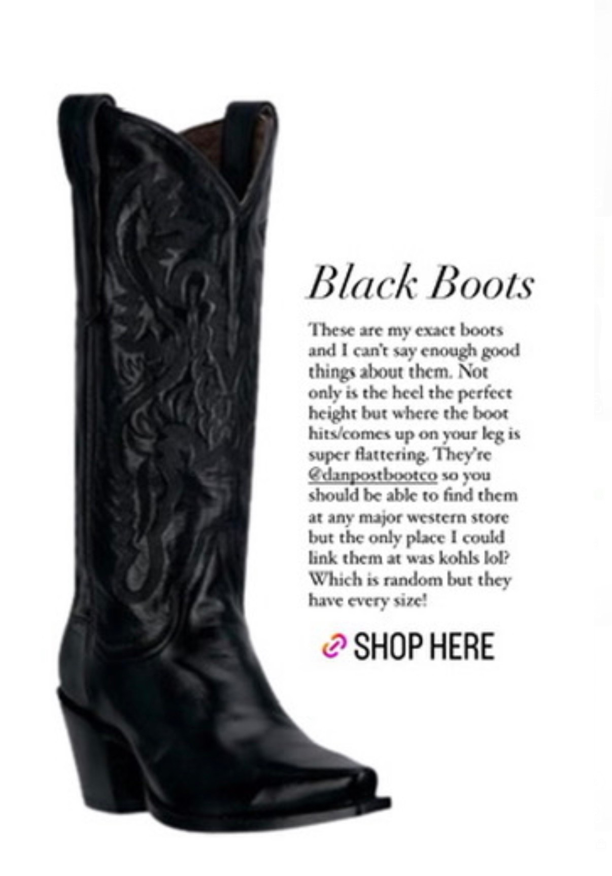 Dan bost black western boots - fit TTS

#LTKootd #LTKSeasonal #LTKgrwm