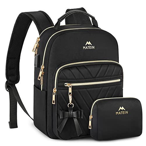 MATEIN Mini Backpack for Women, Waterproof Stylish Daypack Purse Shoulder Bag with USB Charging Port, Lightweight Small Casual Daily Travel Backpack, Lady Girls Gifts for Work School, 2pcs Sets, Black | Amazon (US)