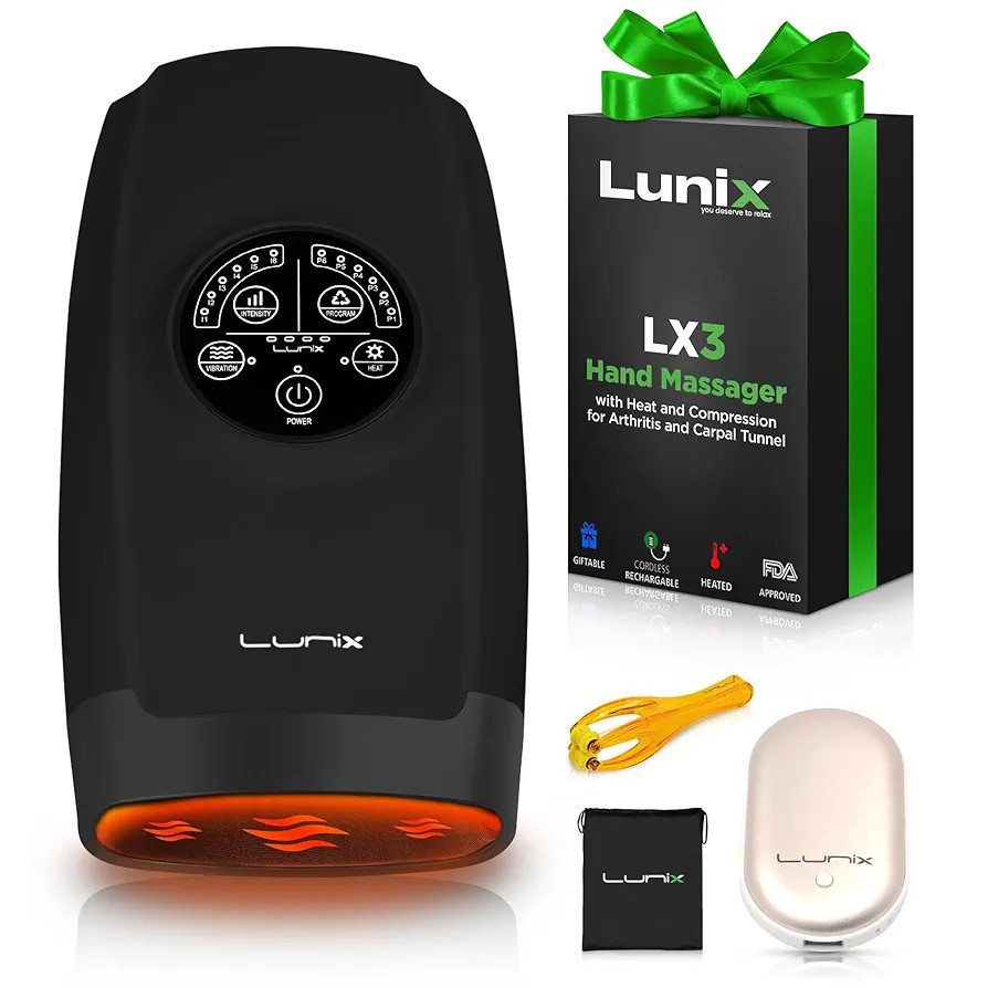 Lunix LX3 Cordless Hand Massager, FSA HSA Eligible, Shiatsu Massage Machine with Heat and Compres... | Amazon (US)