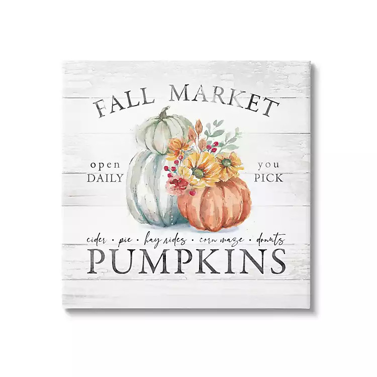 Fall Market Pumpkins Canvas Wall Plaque | Kirkland's Home
