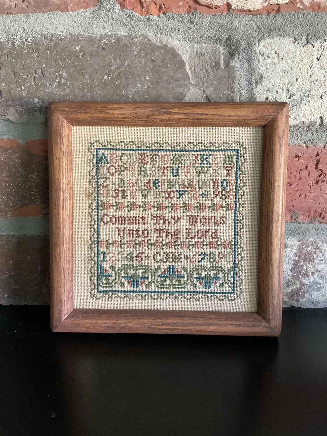 Linen Alphabet Sampler Cross Stitch: Framed Vintage Early American Design Handmade - Etsy | Etsy (Global)