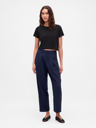 365 High Rise Brushed Twill Taper Ankle Trousers | Gap (US)