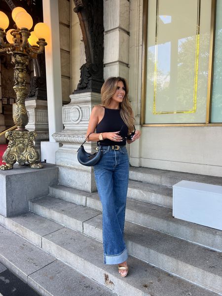 Wearing size S in top, size 24 in jeans. Agolde, Prada Handbag, Jeans, Fall Outfit, NYC style, emily Ann Gemma. 

#LTKstyletip