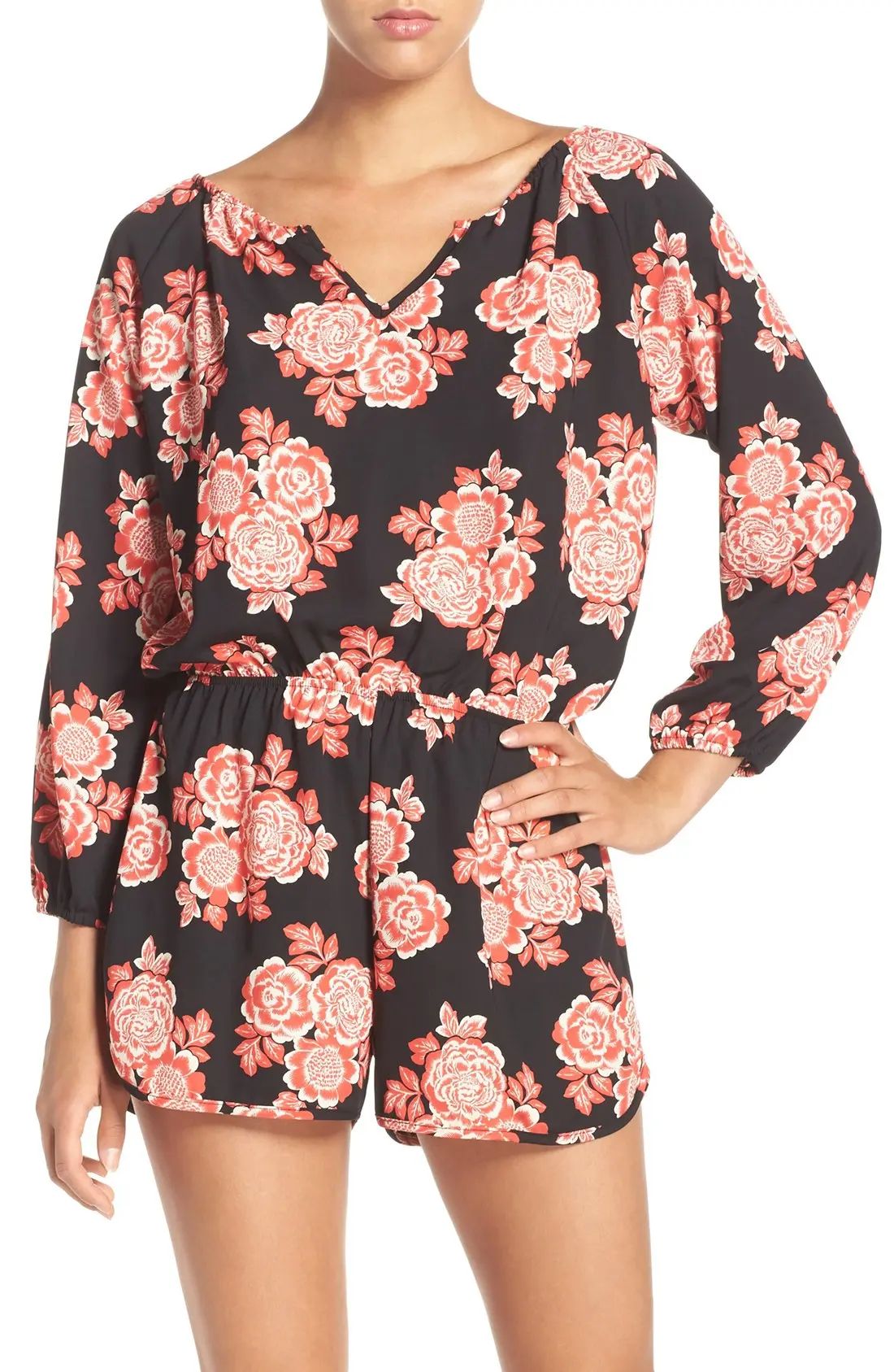 Fraiche By J Red Blossom Romper at Nordstrom Rack | Hautelook