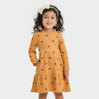 Toddler Girls' Cozy Dress - Cat & Jack™ Gold 12M | Target
