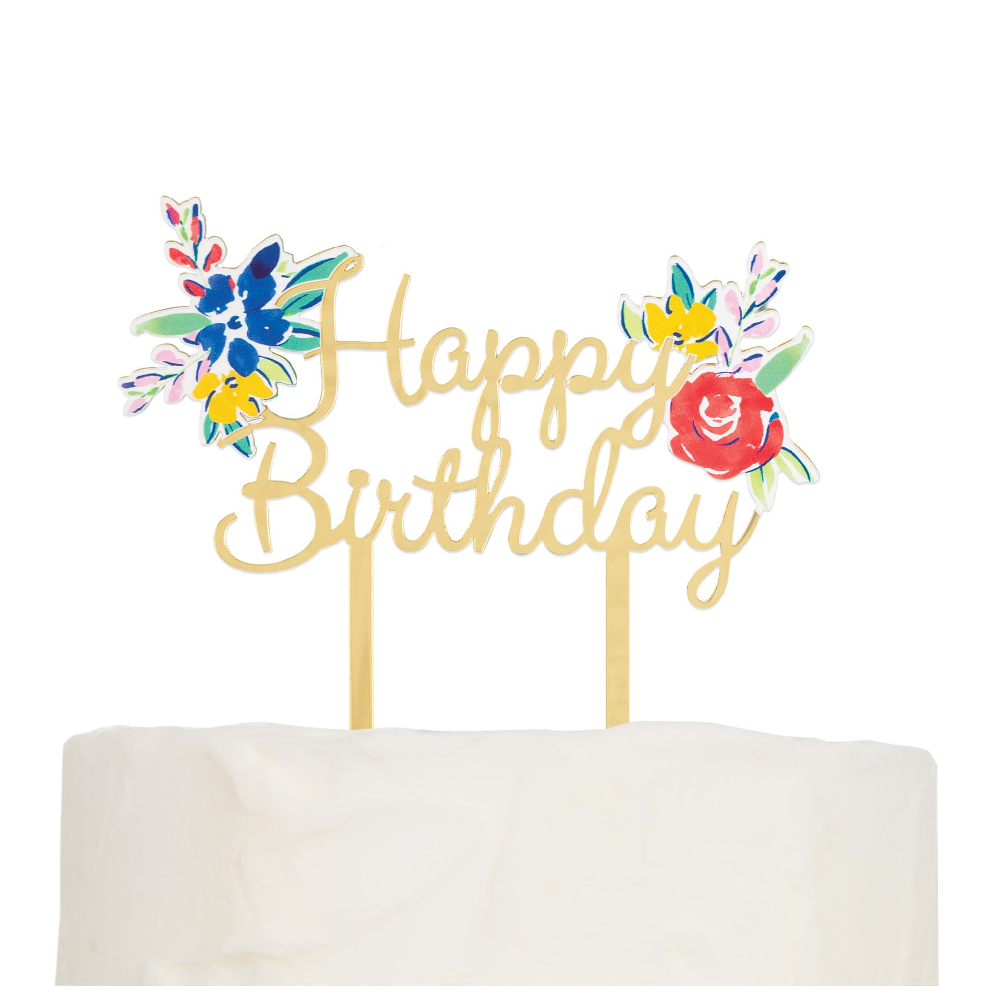 Pioneer Woman Plastic Happy Birthday Flowers Cake Topper | Walmart (US)