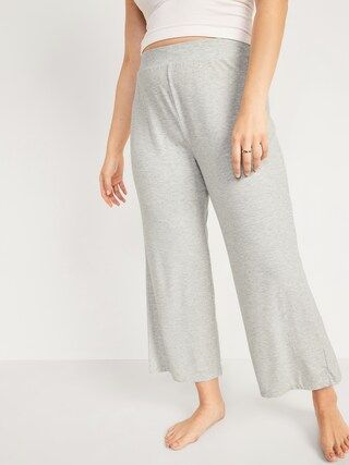 High-Waisted Sunday Sleep Rib-Knit Cropped Wide-Leg Pajama Pants for Women | Old Navy (US)