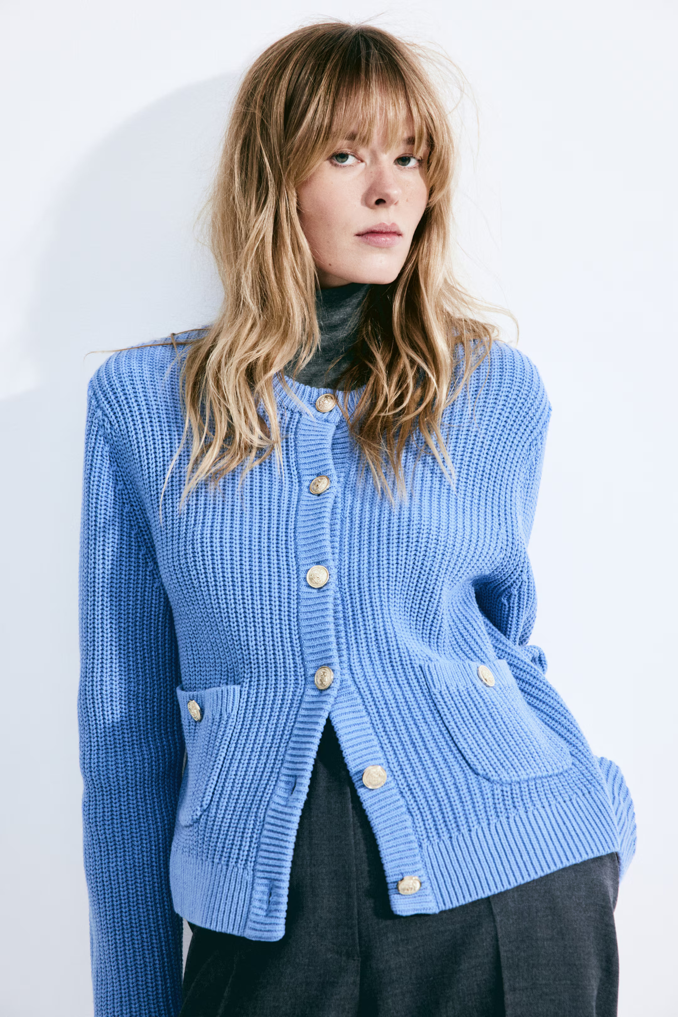 Rib-Knit Cardigan - Blue - Ladies | H&M US | H&M (US + CA)