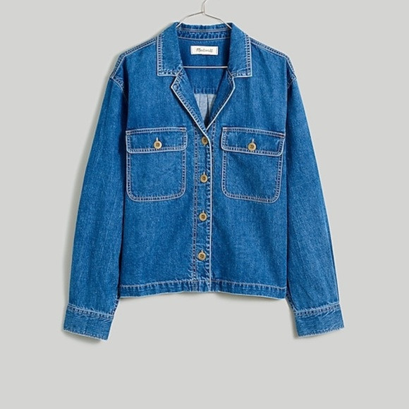 NWT Denim cropped button down | Poshmark