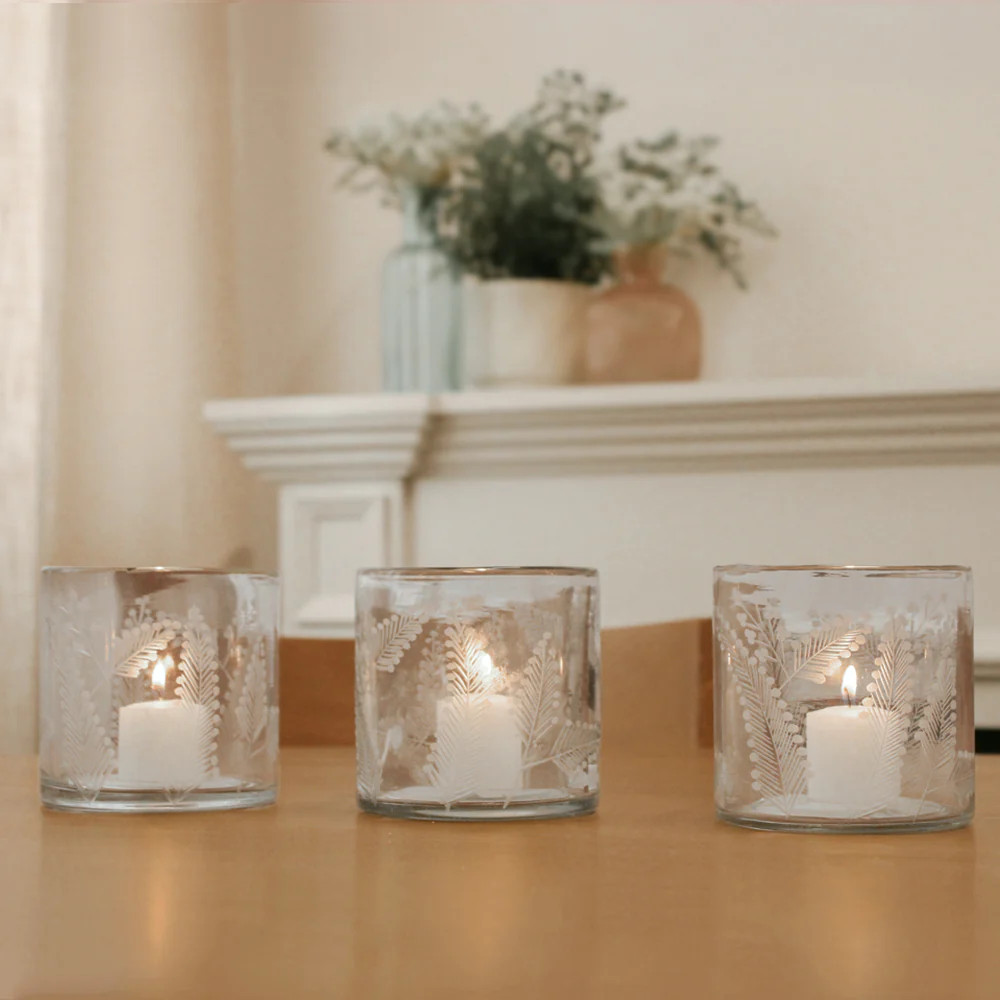 Etched Glass Candleholders | CG Hunter