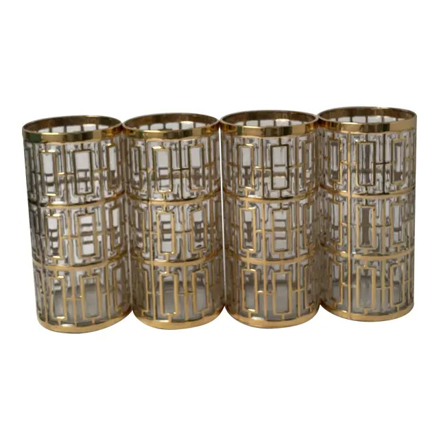 Vintage Imperial Glass Co. "Golden Series" Sekai Ichi Highball Glasses - Set of 4 | Chairish