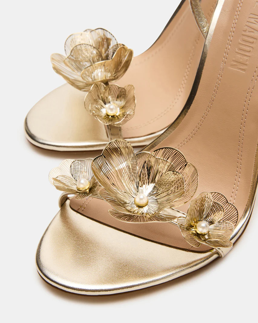 SHEILA Gold Strappy Stiletto Heel | Women's Heels | Steve Madden (US)