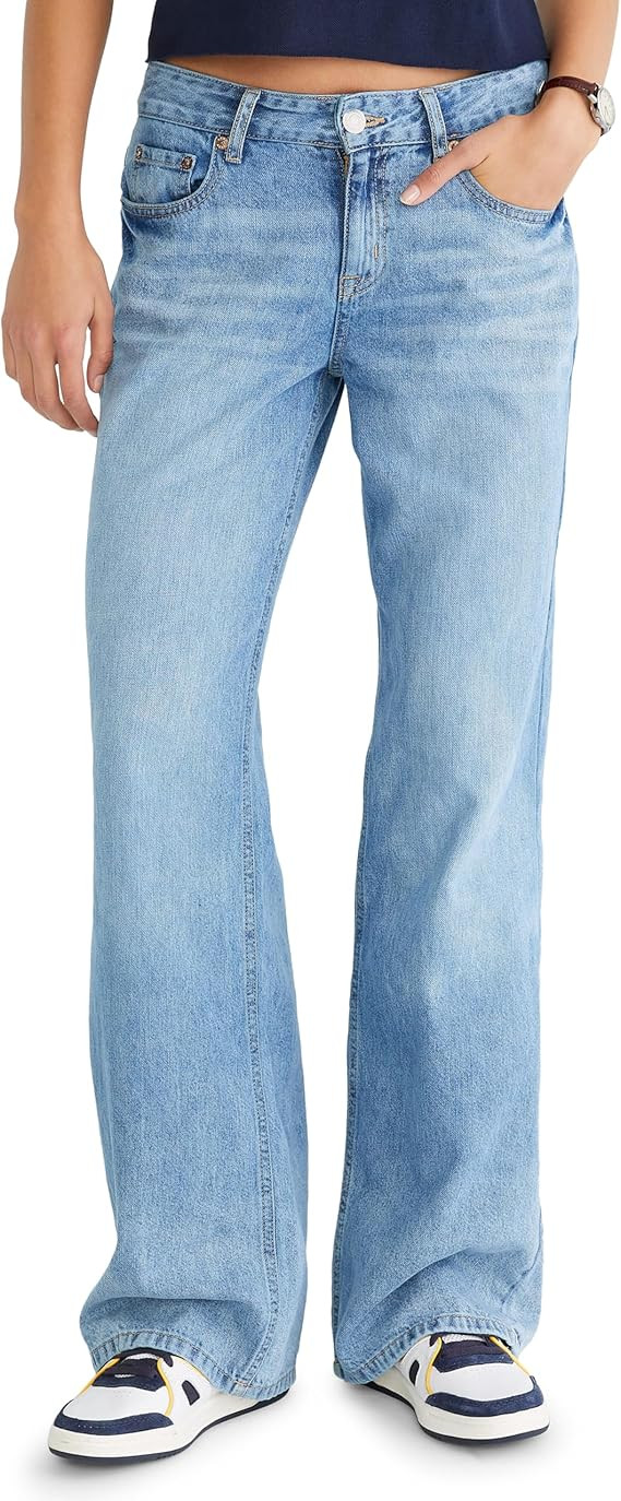 AEROPOSTALE Women's Low Rise Baggy Wide Leg Jean | Amazon (US)