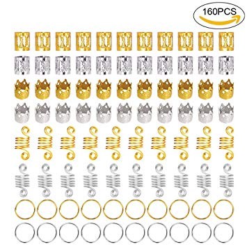Colossal ship 160PCS aluminum hair coil dreadlocks Beads Cuffs braiding clips Spring Twisted Brai... | Amazon (US)