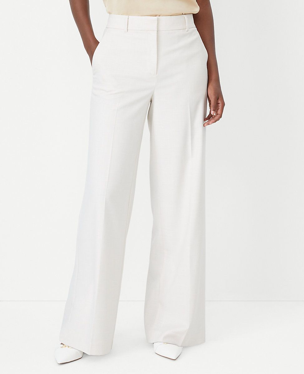 The High Rise Wide Leg Pant in Textured Stretch | Ann Taylor (US)