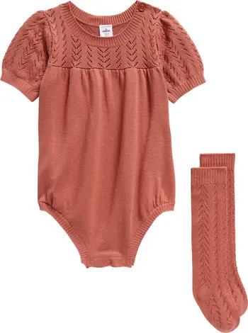 Pointelle Bubble Romper & Socks | Nordstrom