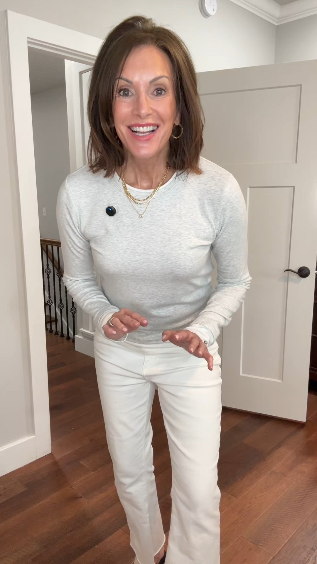 Contrast tee is super soft! Perfect alone or for layering.  I sized up to an XL and it’s a little big. large would’ve been a better fit. 

Cardigan jacket - large 
Open weave cardigan - Large (it’s big on me. A medium would’ve been a better fit)
Pink sweater - large (it’s a little too big.  medium would look better on me)

White jeans - 29 tall 
Blue Jeans - size 10 regular (I let the hem out to get them a little longer) they are available in tall and petite too and they run small #LTKootd

#LTKFindsUnder100