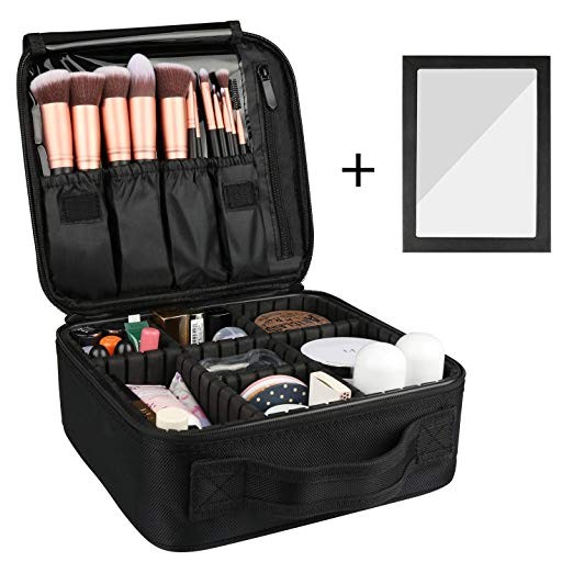 Rosmax Travel Makeup Case,Portable Organizer Makeup Bag Cosmetic Train Case with Mirror - Large C... | Amazon (US)