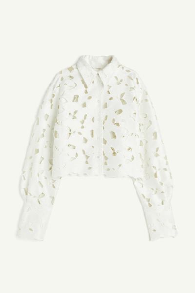 Satin Shirt with Eyelet Embroidery | H&M (US + CA)