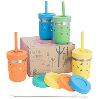 Elk and Friends Stainless Steel Cups | Mason Jar 10oz | Kids & Toddler Cups with Silicone Sleeves &  | Amazon (US)