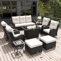 10 Pieces Outdoor Patio Furniture Set with Fire Pit Table, Rattan Wicker Sectional Swivel Rocker Chairs Sets with, Customized | AliExpress (US)