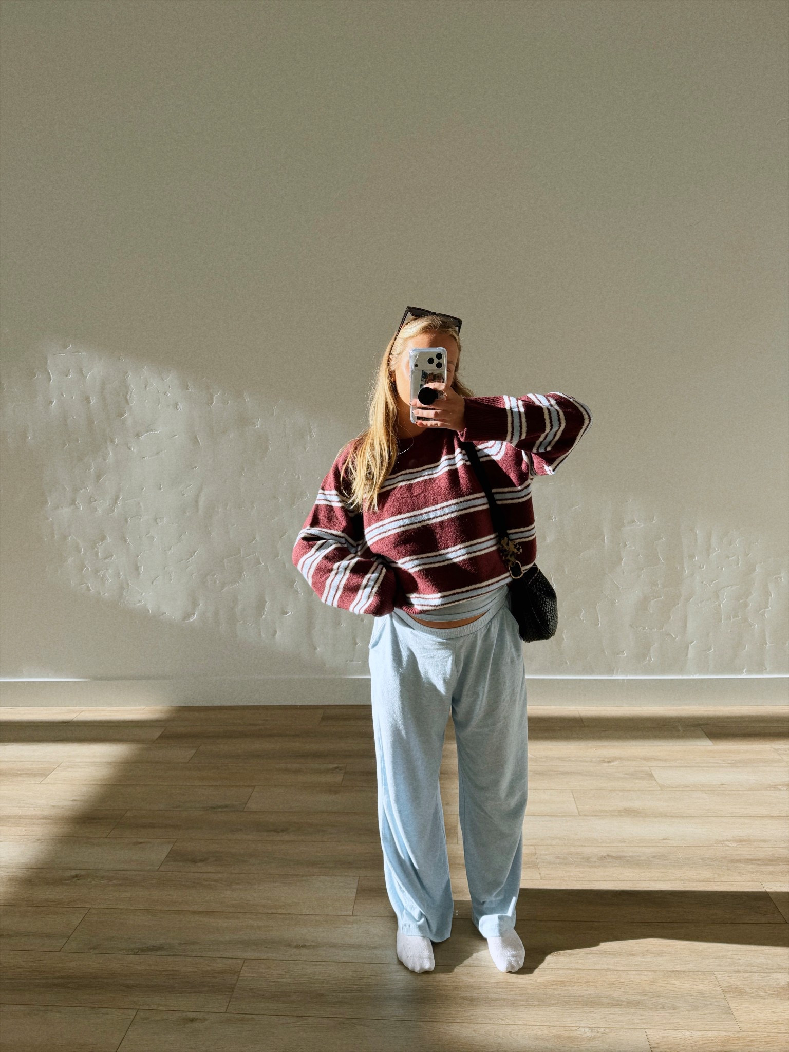 medium in top and bottoms of set and xl in sweater!