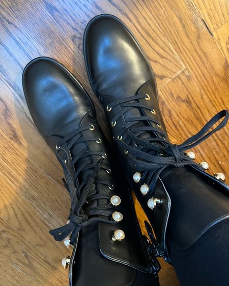 Lace boots with pearls making these classics more feminine. I wear a 38 and got the 7.5 size. Stuart weitzman boots  on sale  

#LTKsalealert #LTKunder50 #LTKstyletip