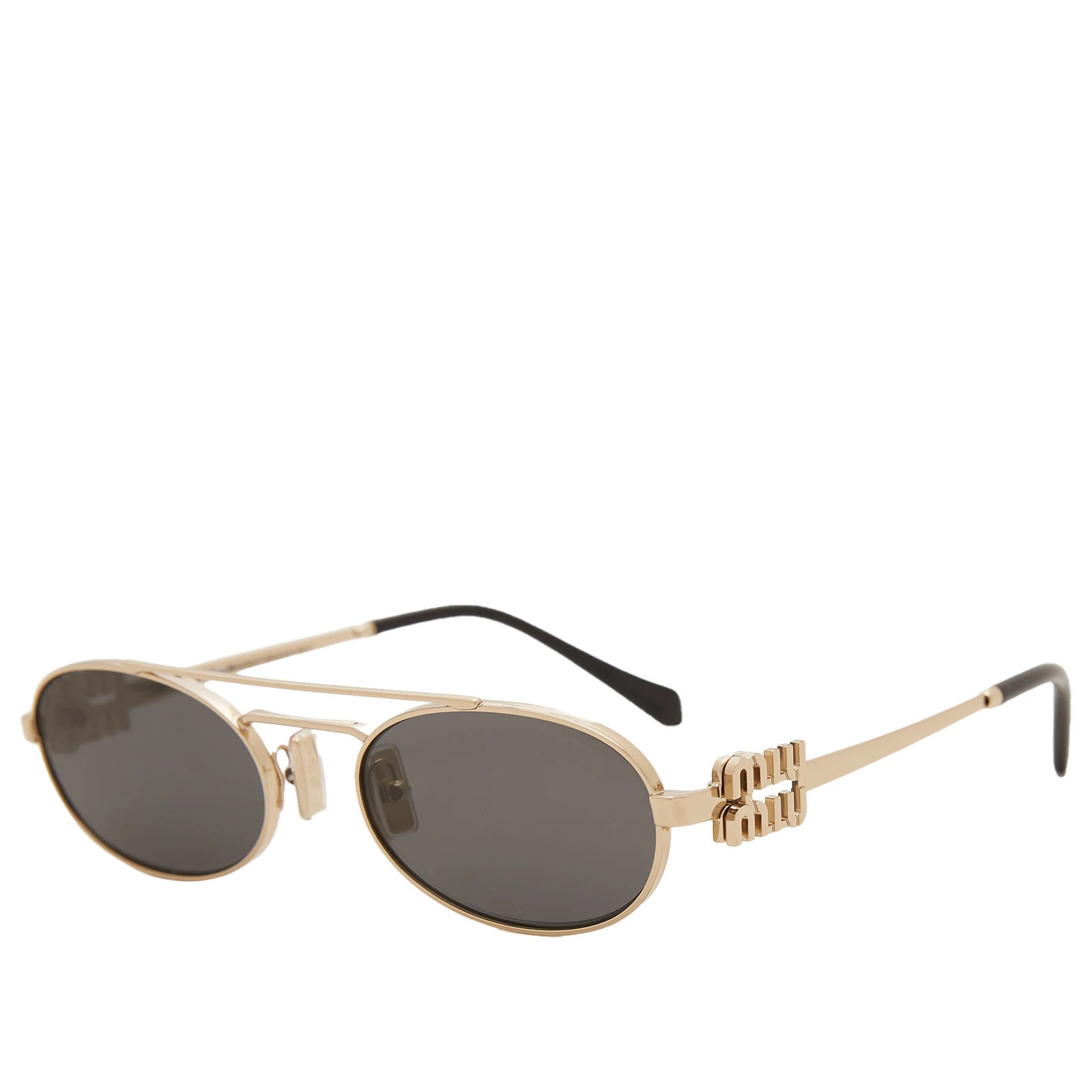 Miu Miu Eyewear Women's 54ZS Sunglasses Pale Gold/Dark Grey | END. Clothing