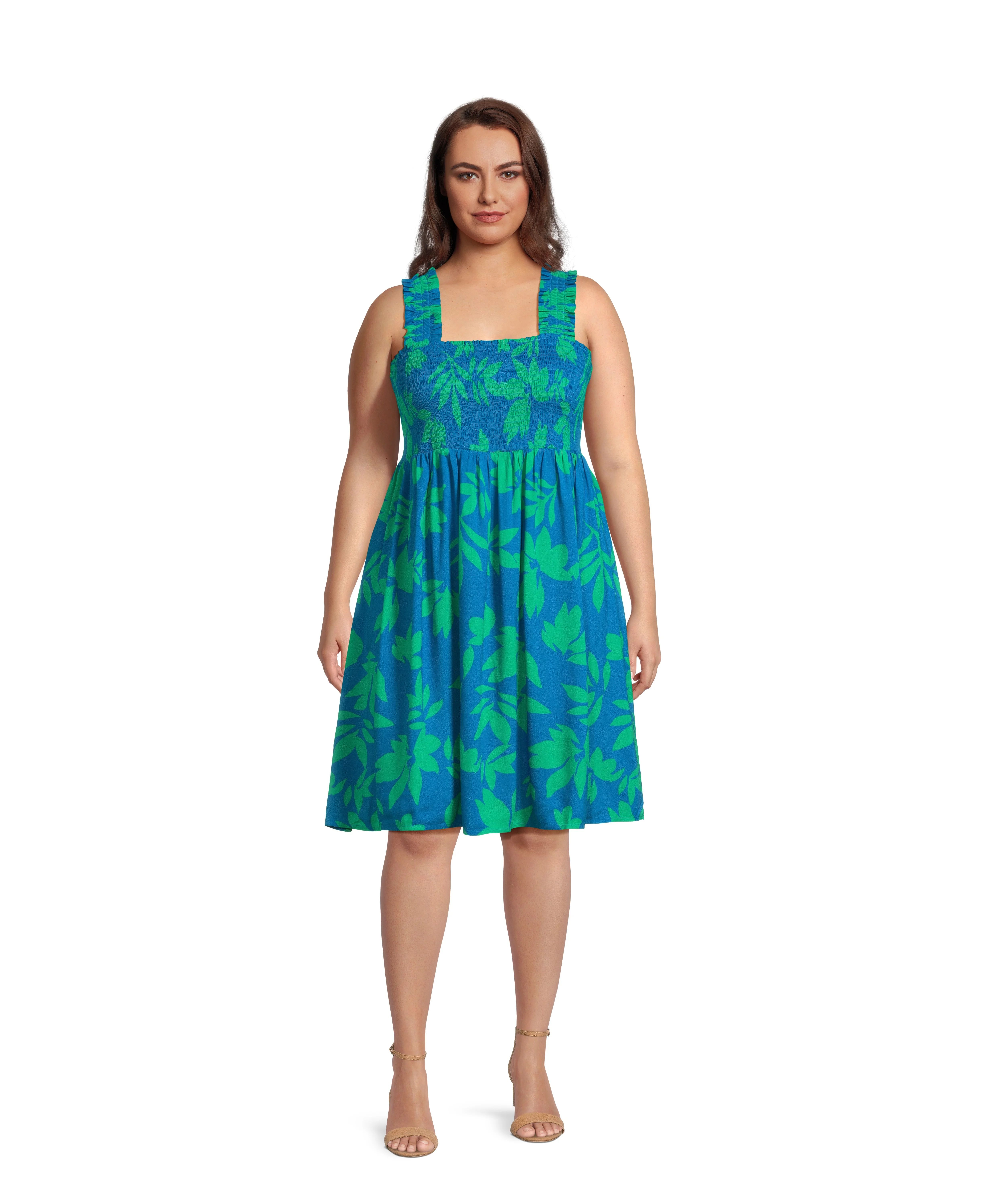 Terra & Sky Women's Plus Size Smocked Sun Dress, Sizes 0X-5X | Walmart (US)