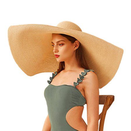 Lollanda Oversized Straw Hats For Women Ladies Extra Large Wide Brim Packable Beach Sun Protection T | Walmart (US)