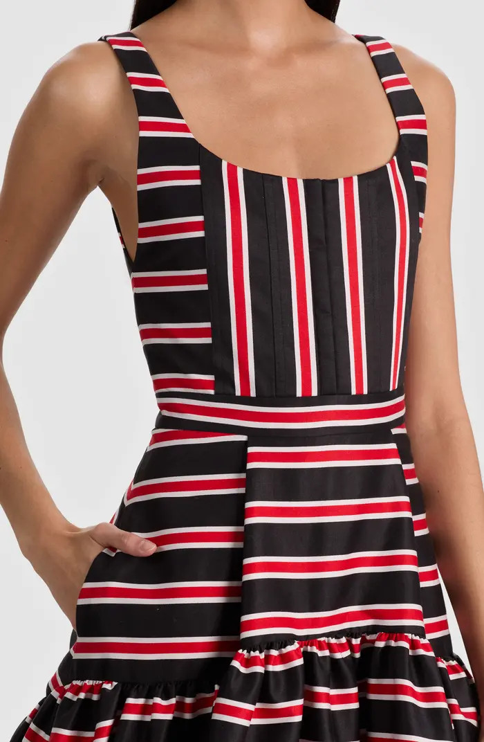 Diana Directional Stripe Structured Cotton Blend Dress | Nordstrom