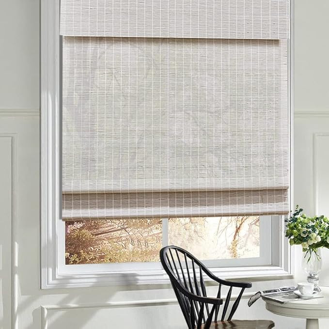 LANTIME Wood Window Roman Shades, Lined Blackout Bamboo Roman Shades Blinds, Easy Installation f... | Amazon (US)