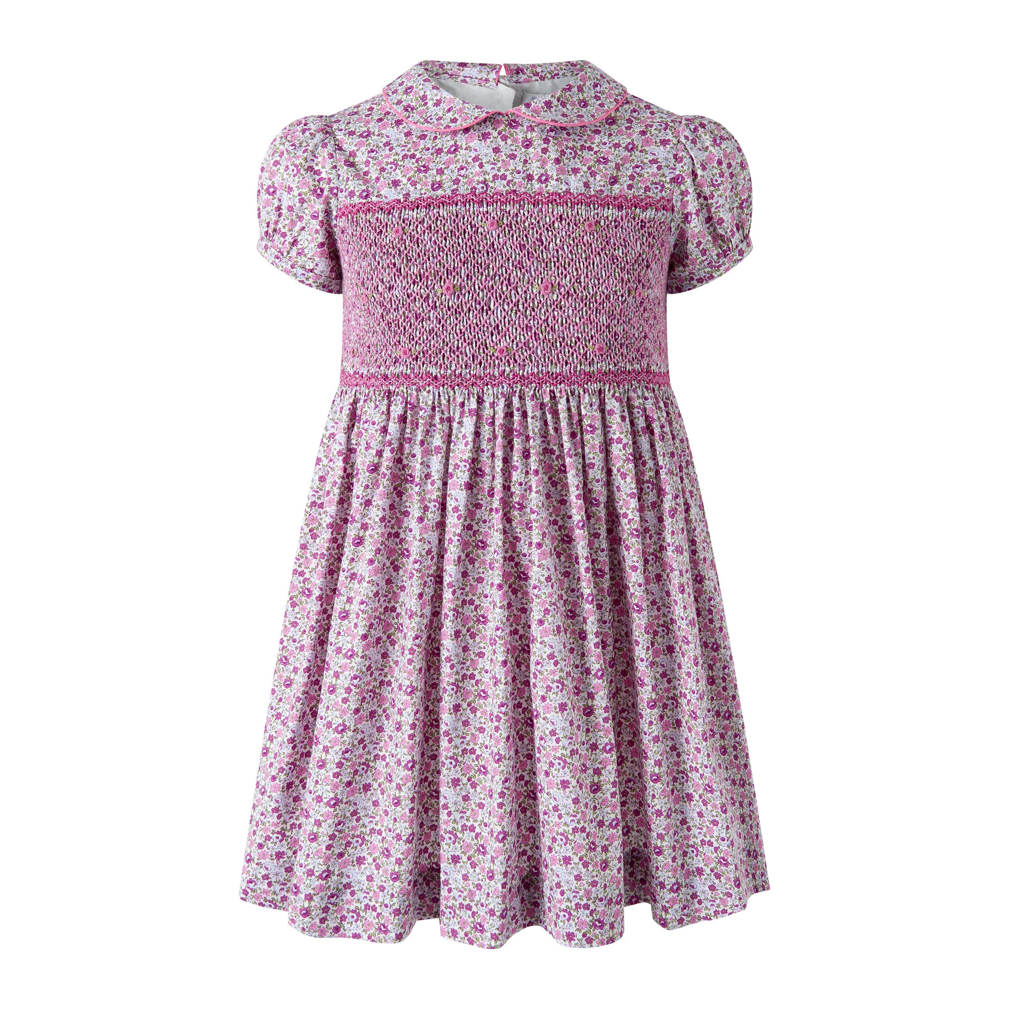 Purple Ditsy Floral Smocked Dress | Rachel Riley