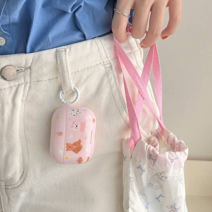 Pink IMD Material Cute Dog & Bear Animal Earphone Case, Compatible With Apple Airpods Pro2/Airpod... | SHEIN