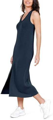 ODODOS Modal Soft Front Split Midi Dress for Women, V Neck Sleeveless Casual Summer Tank Dress | Amazon (US)