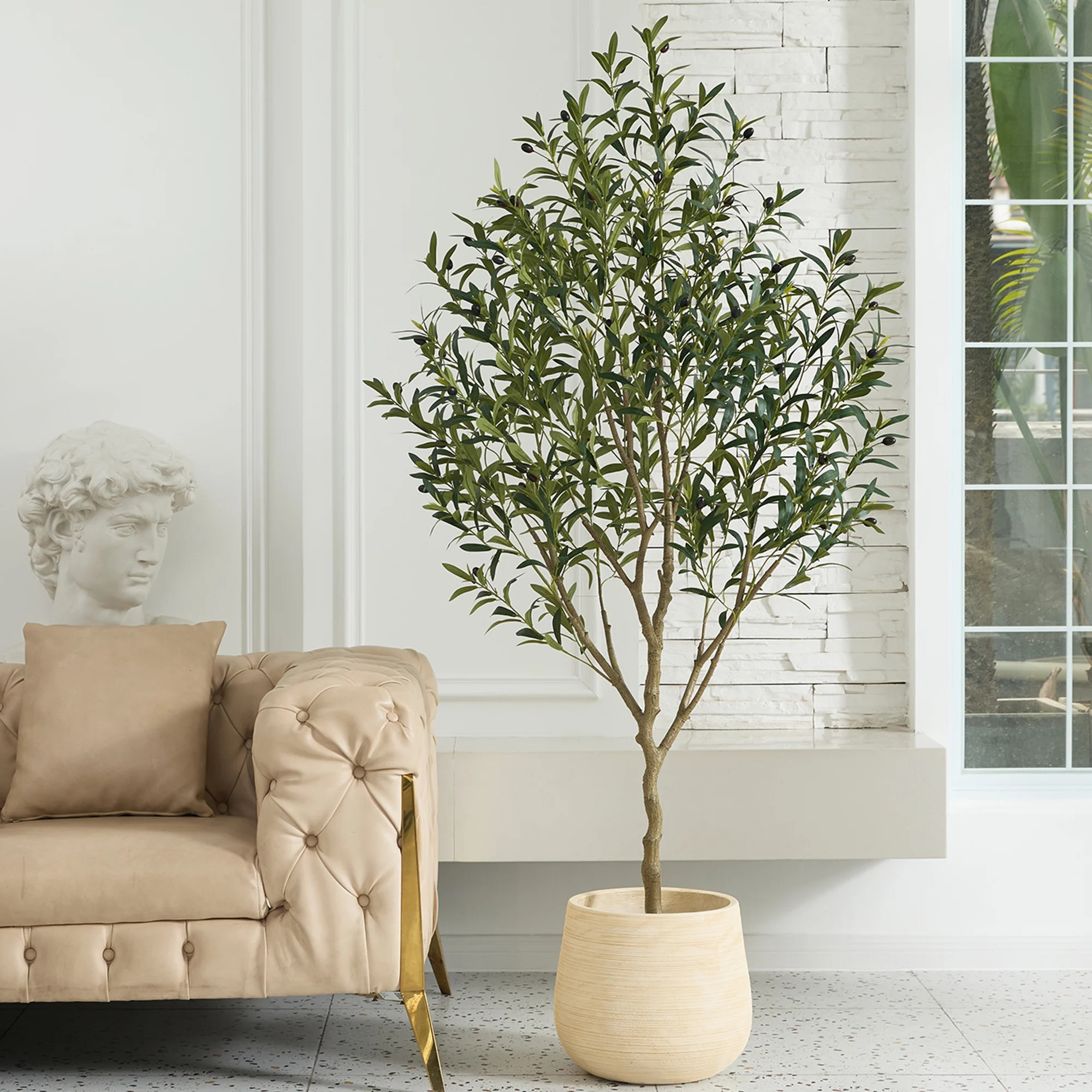 6FT Fuller Artificial Olive Tree in Pot, Artificial Olive Plants with Fruits, Realistic Indoor Ou... | Walmart (US)