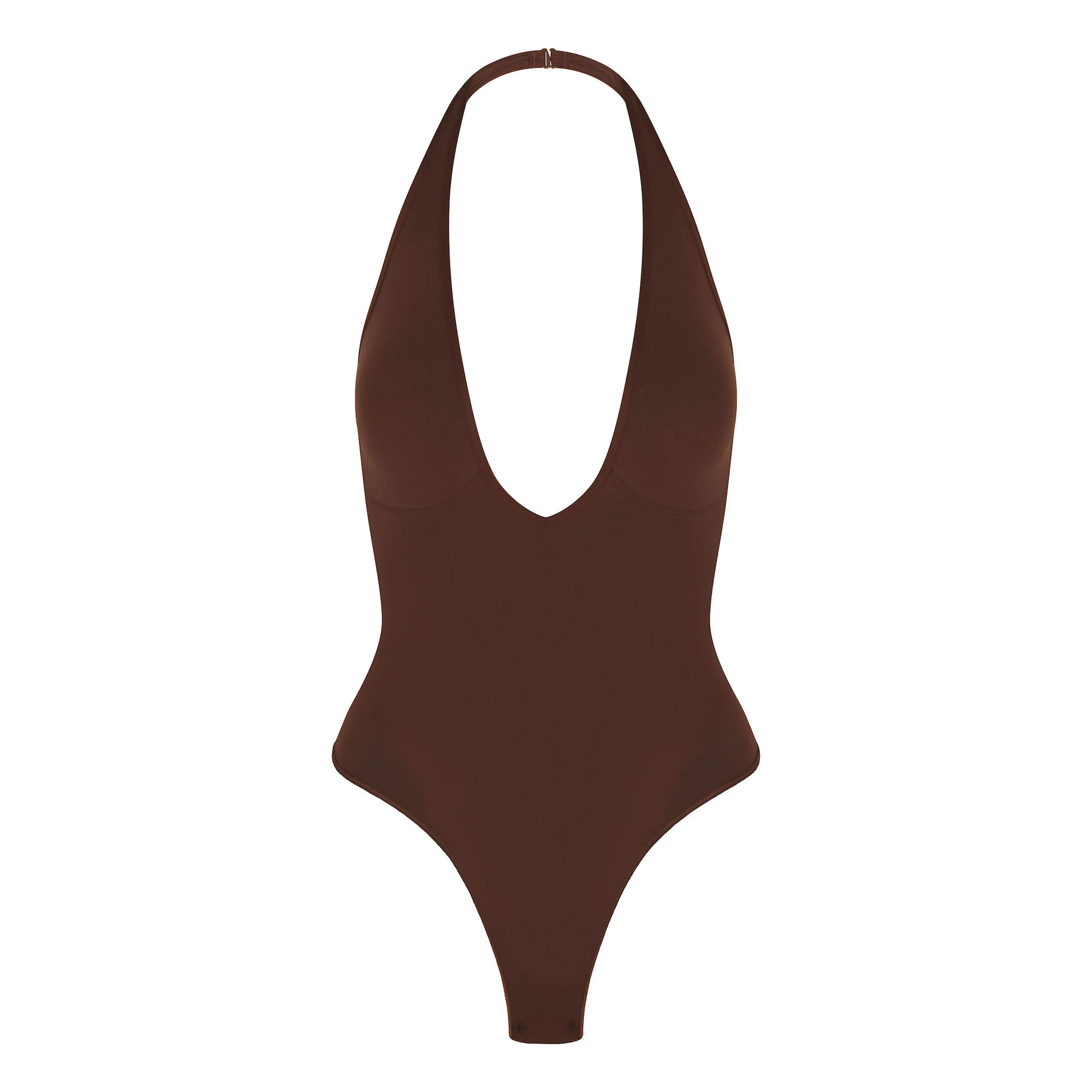 SEAMLESS SCULPT DEEP PLUNGE THONG BODYSUIT | COCOA | SKIMS (US)
